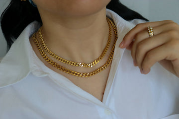 Gold Filled Curby Wave Chain, Women Choker Gold Necklace Jewelry, Men Necklace Stainless Steel Waterproof Anti Tarnish for Women Men Jewelry