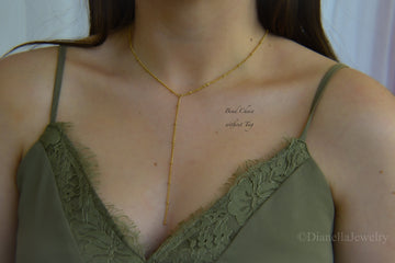 Gold Lariat Necklace - Dainty Minimalist Lariat Y Gold Y Necklace