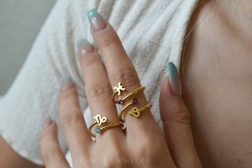 Zodiac Birthstone Birthday Rings · Gold Adjustable Ring, Zodiac Jewelry Birth Month Rings Waterproof