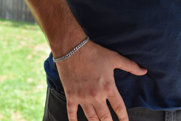 Silver Mens Bracelet, Silver Miami Chain Bracelet, Best Box Mesh Watch Chain Customized WATERPROOF