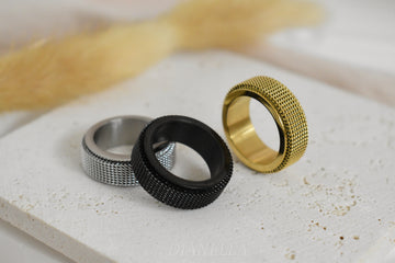 Fidget Spinner Rings, Mens Fidget Rings, Smooth Black Spinner Rings