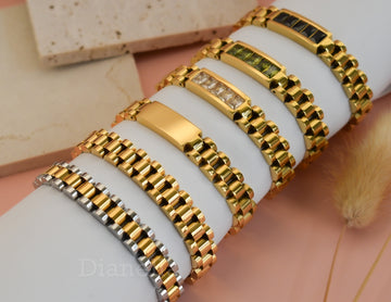 Personalize 18K Fine Polished Gold Watch Band Bangle Watch Bracelet