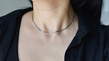Silver Layer Necklace, Snake Minimalist Chain Necklace, Snake Overlapping Necklace For Bouquet, Silver Layer Necklace WATERPROOF