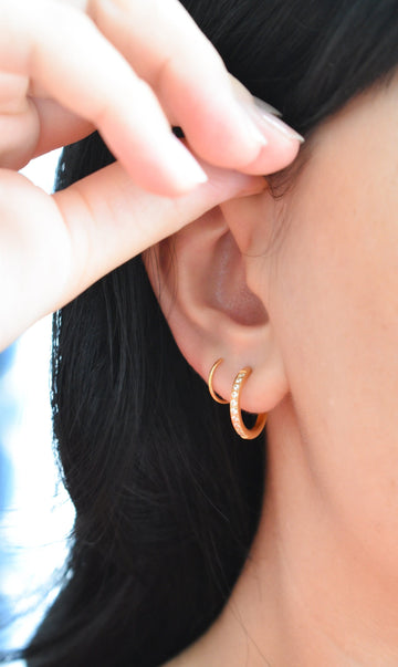 Double Hoop Piercing Earrings · Twisted Double Hoop Earrings, Zircon Stone Twist Small Snake Women Huggie Twisted Gold, WATERPROOF Jewelry