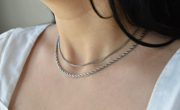 Silver Necklace Layered Set · Sterling Silver Multi Layer Layering Necklace Silver Multi Strand Chain Necklace, Her WATERPROOF Jewelry Gift