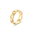 a gold ring with a chain on it