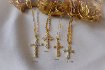 Gold Cross Necklace Gold Dainty Religious Cross Women Men Kids Necklace Gold Chain Necklace Gold Charm Pendant Pray Birthday Handmade Gift