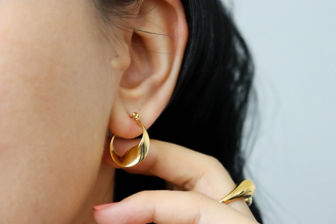 Gold Filled Stunning Twisted Hoop Earrings · Dangle WATERPROOF Earrings Gold Jewelry Handmade Brilliant Earrings SET for Daily Use Girl Gift