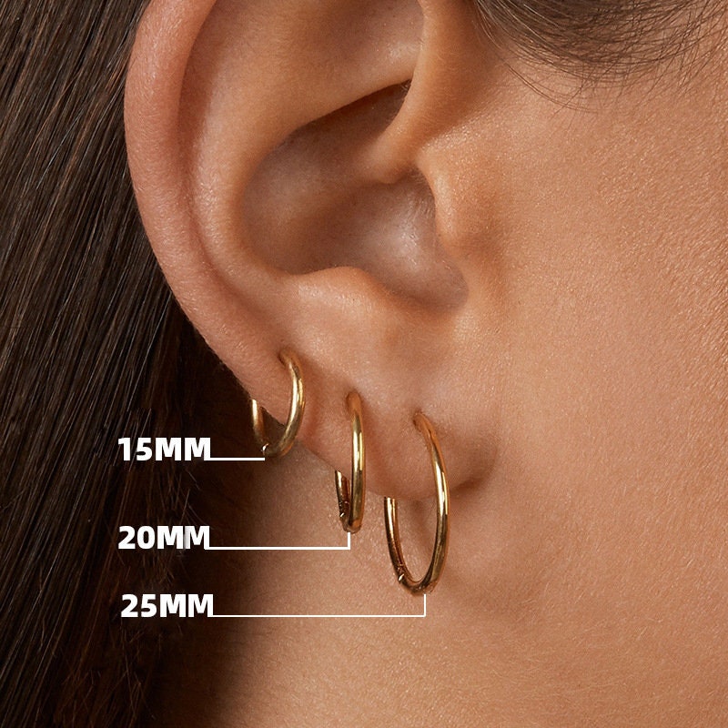 18k Gold Hoop Earrings Large Medium Small Size For Women Hoop Earrings Hypoallergenic Minimalist Women Earrings Waterproof Jewelry