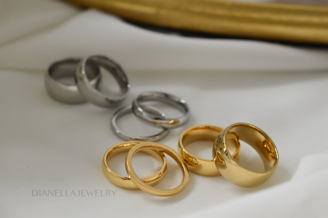 Engagement Band Rings, Gold Filled Wedding Band Rings WATERPROOF Finger Jewelry