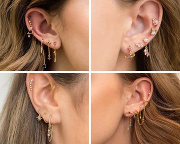 Piercing Earring Set, Twinkle Star Moon Galaxy Stunning Conch Piercing Helix Earrings