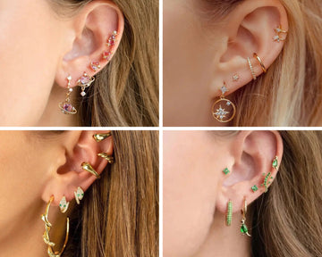 Moon Star Piercing Stud Earring · Cute Animal Lizard Snake Emerald Green Earrings Set