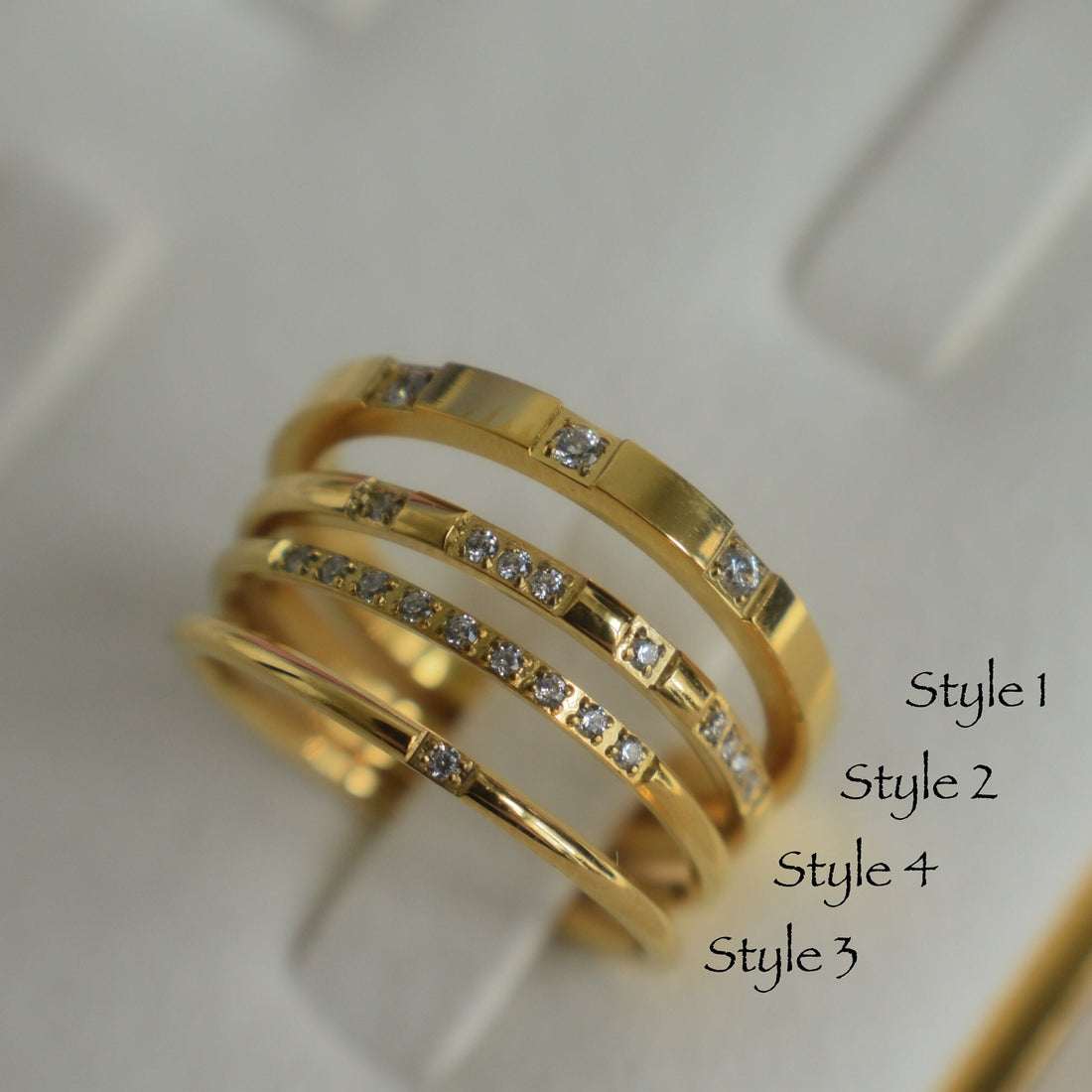 18k Gold Filled Stainless Zircon Wedding Designer Ring Simple Minimalist Stacked Rings For Women
