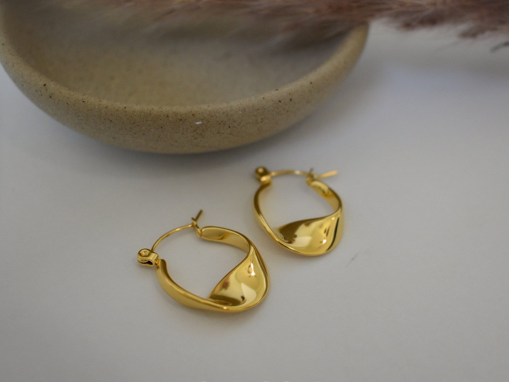 Gold Filled Stunning Twisted Hoop Earrings · Dangle WATERPROOF Earrings Gold Jewelry Handmade Brilliant Earrings SET for Daily Use Girl Gift