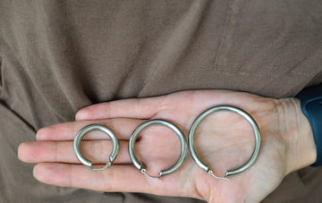 Sterling Silver Gold Steel Circle Hoop Earrings, WATERPROOF Earring