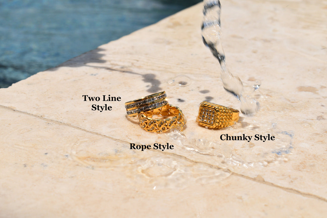 Statement Ring, Signet Rings, Gold Chunky Rings, Couples Rings, Zircon Stone Rings, WATERPROOF Women, Men Rings Gift