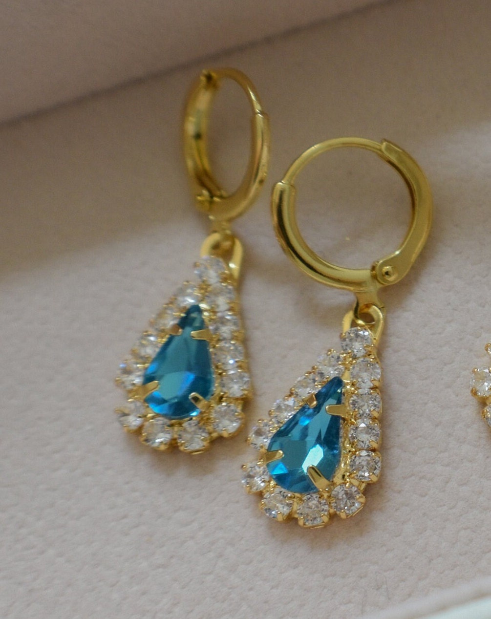 Drop Pendant Zircon Charm Crystal Sapphire Ruby Peridot Topaz Hoop Drop Dangle Earrings Waterproof Shower Ready Non Tarnish Handmade Jewelry