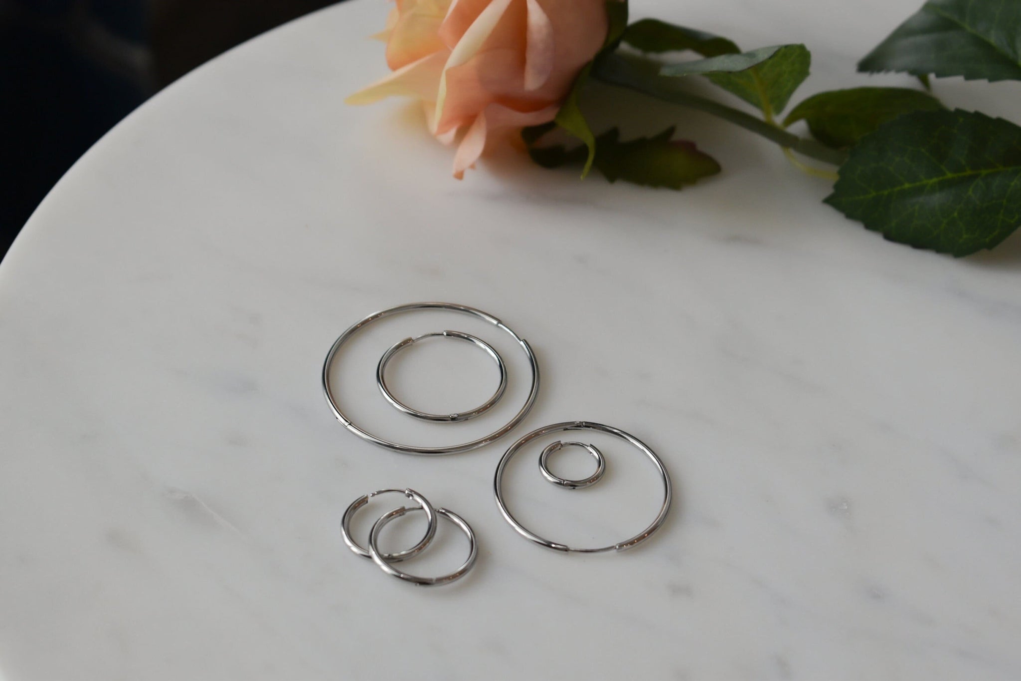 Silver Hoop Earrings, Thin Minimalist Huggie Hoop Earrings, Small Large Hoop Earrings, WATERPROOF Earrings