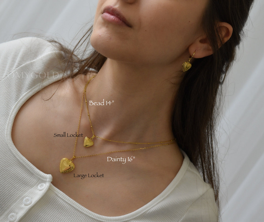 18k Gold Heart Locket Necklace Picture Photo Personalized Waterproof Necklace