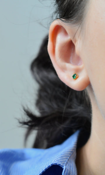 Birthstone Earrings, Birthstone Stud Earrings, Small Dainty Mini Stud Emerald Green Earrings Birthday Gift Jewelry Her Birthstone WATERPROOF