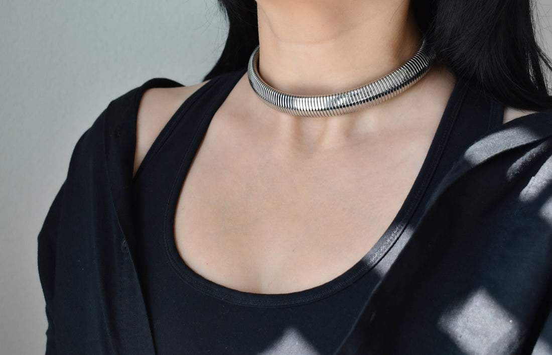Thick Chunky Gold Filled Choker, Women Choker Necklace Big Brave Stretchable Chain Jewelry · Christmas Birthday Anniversary Jewelry Gift