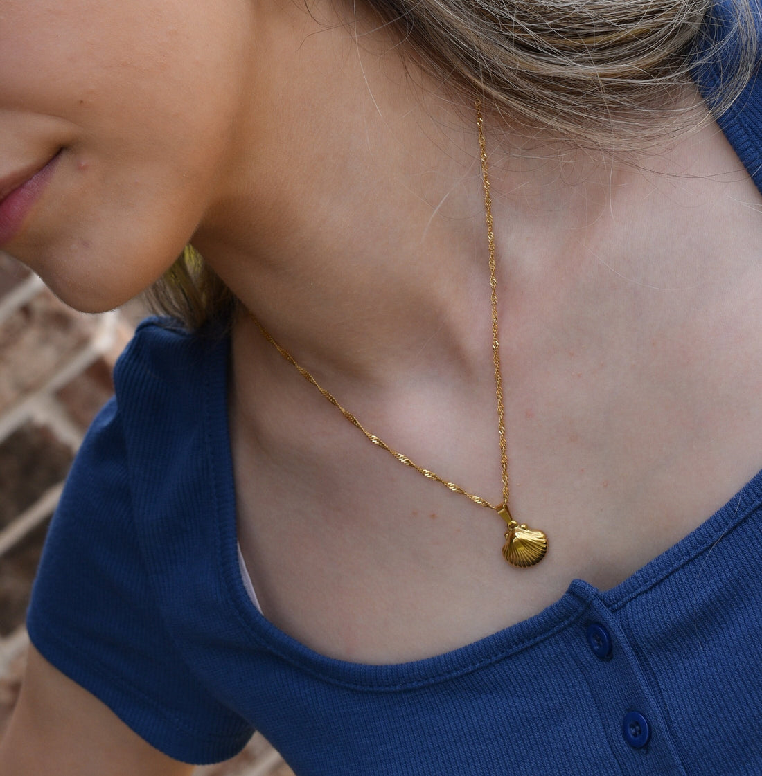 Gold Filled Seashell Necklace Seashell Charm Pendant Sea Shell Necklaces WaterProof