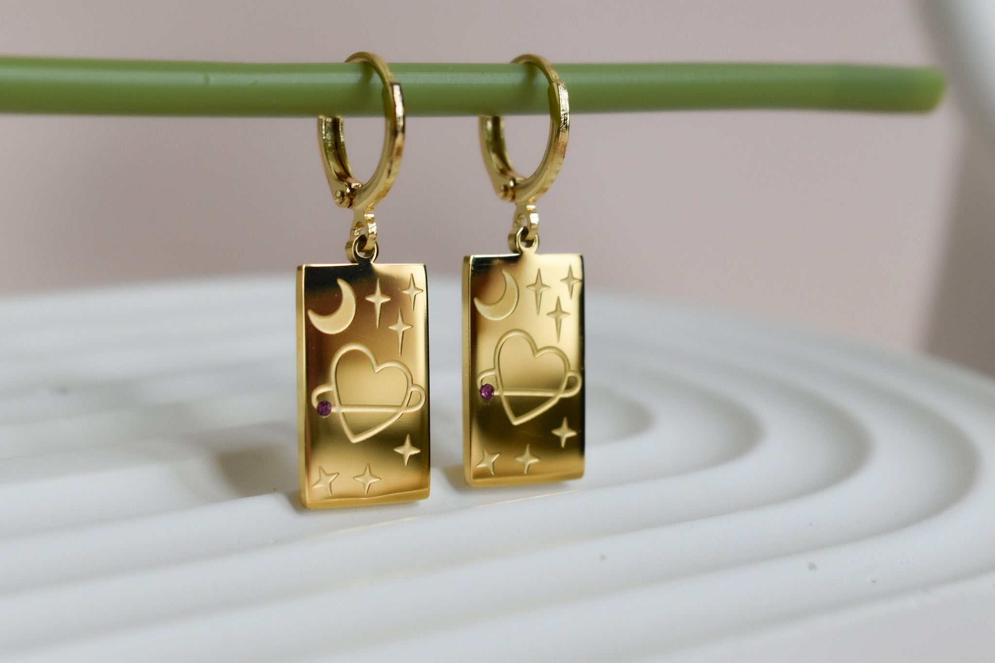 GOLD Tarot Earrings · Necklace SET Heart Leo Sun Evil Eye Love Zodiac Hoop Earring Huggies Handmade Birthday Gift Minimalist Design Jewelry